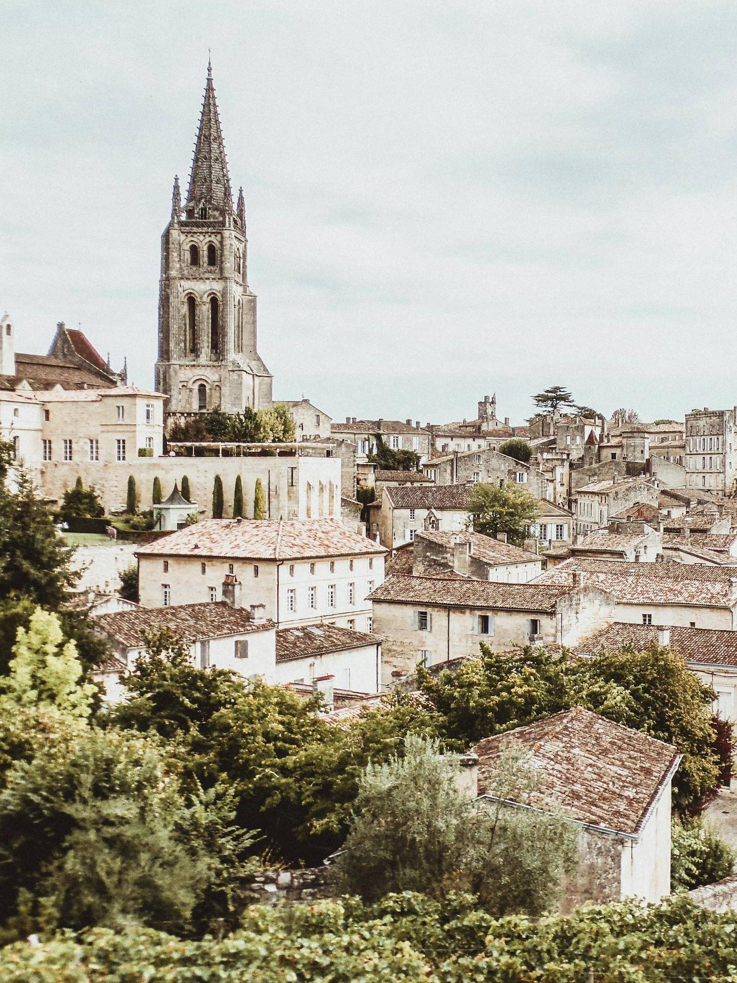 Discover the charming architecture of Saint Émilion, France, with its historic buildings and scenic landscape.
