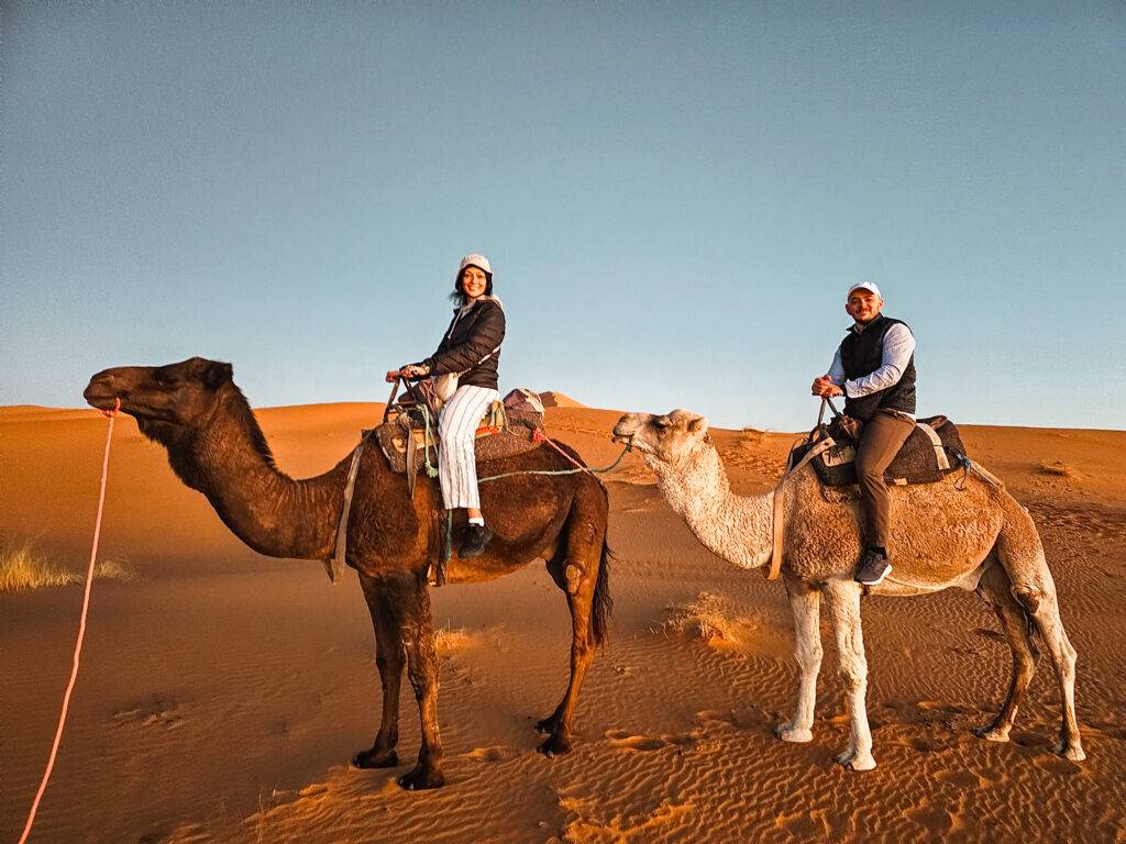 Camel ride in the Sahara desert in Morocco
