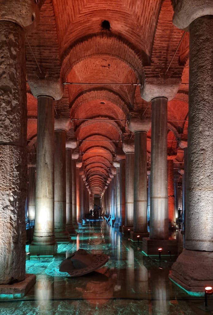 Explore the ancient beauty of Basilica Cistern with its iconic pillars in Istanbul, Turkey.